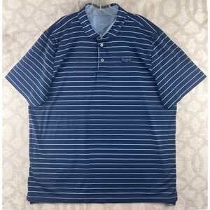 Good Good Golf Mens XL Blue Striped Performance Polo Shirt Short Sleeve Stretch